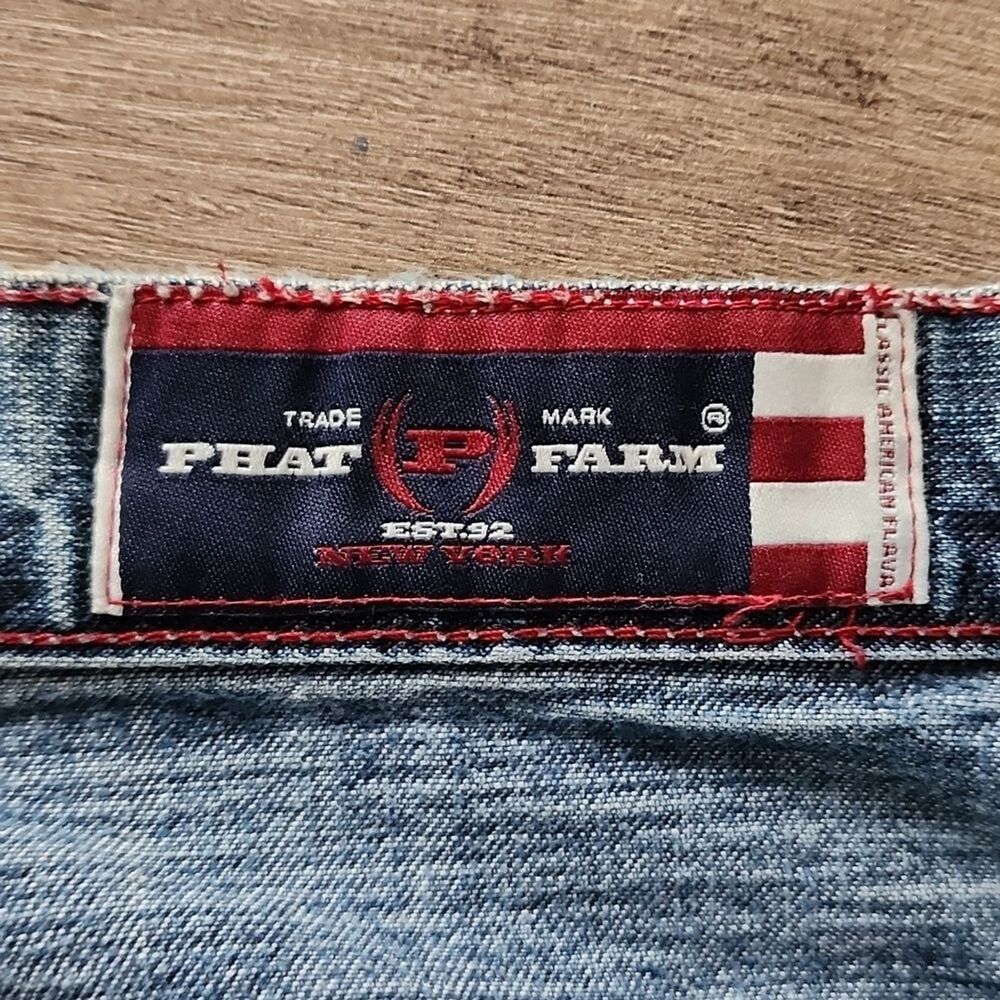 Phat Farm Men's Jeans 36x33 Y2K Baggy Embroidered Denim‎ Vintage 2000s - Picture 4 of 9